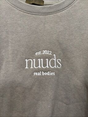 nuuds Gray Crewneck Sweatshirt with White Embroidered Logo